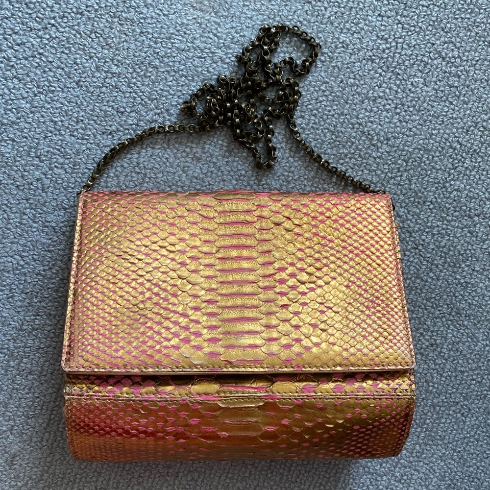Stuart Weitzman Pink & Gold Snake Crossbody/Clutch